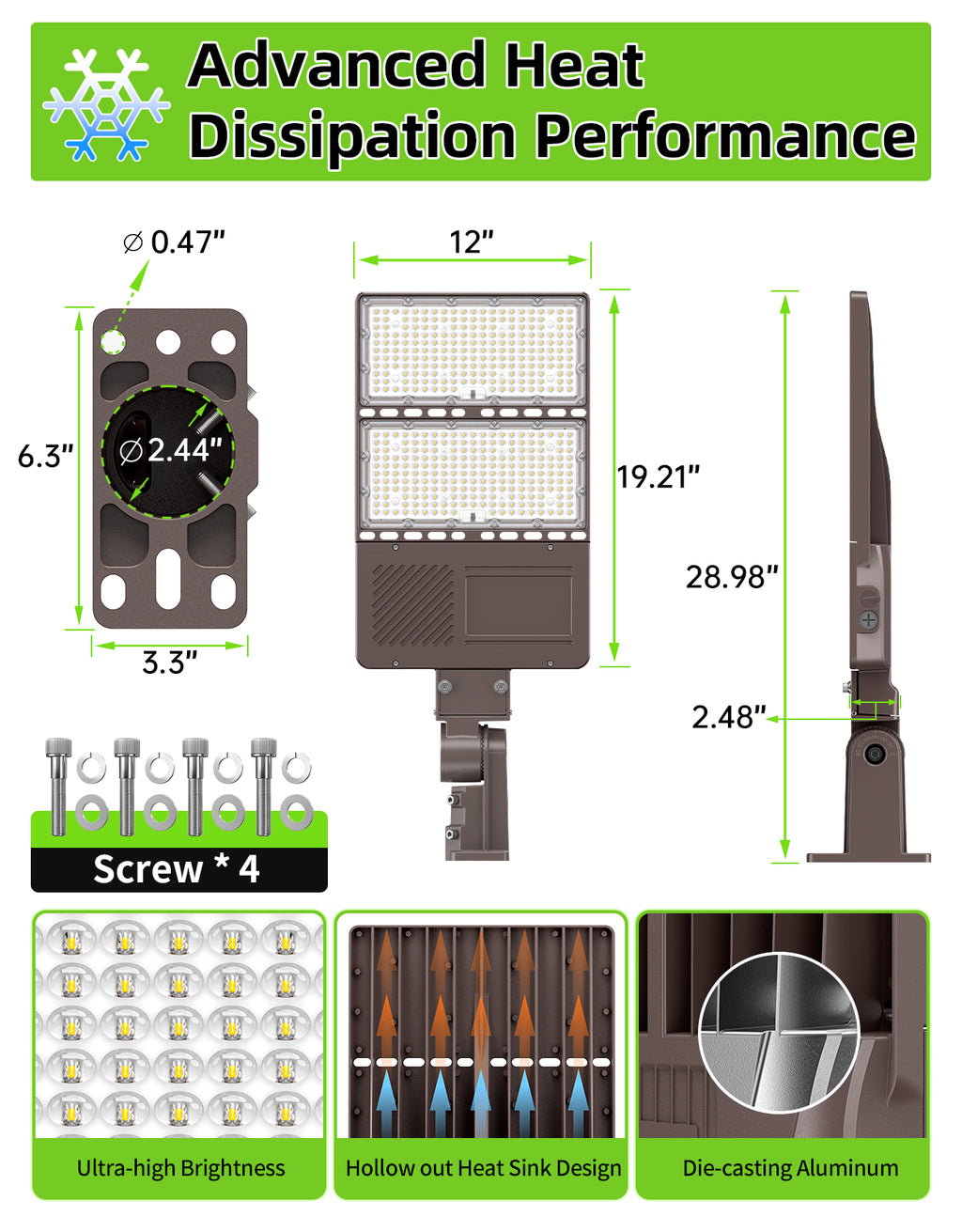 LED Pole Light 90W – 320W Photocell | 5000K | IP65 | Commercial Outdoor Parking Lot & Area Lighting image 5