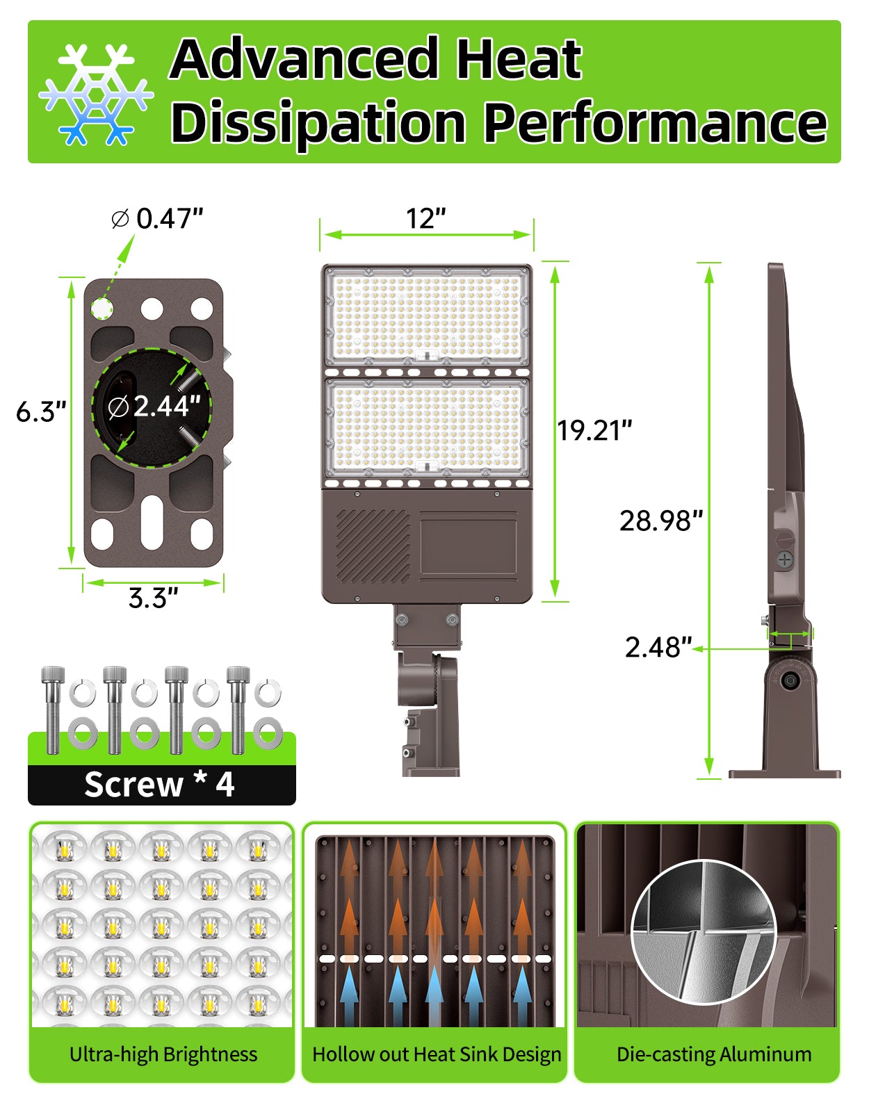 LED Pole Light 90W – 320W Photocell | 5000K | IP65 | Commercial Outdoor Parking Lot & Area Lighting image 5