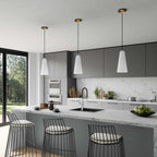 Beacon 1-Light Pendant Light | Clear Satin Brass, Opal Satin Brass, Opal Black | Ideal for Living Space, Bedroom, Kitchen, Dining room, Bathroom, Or Office | Pack of 3 image 0