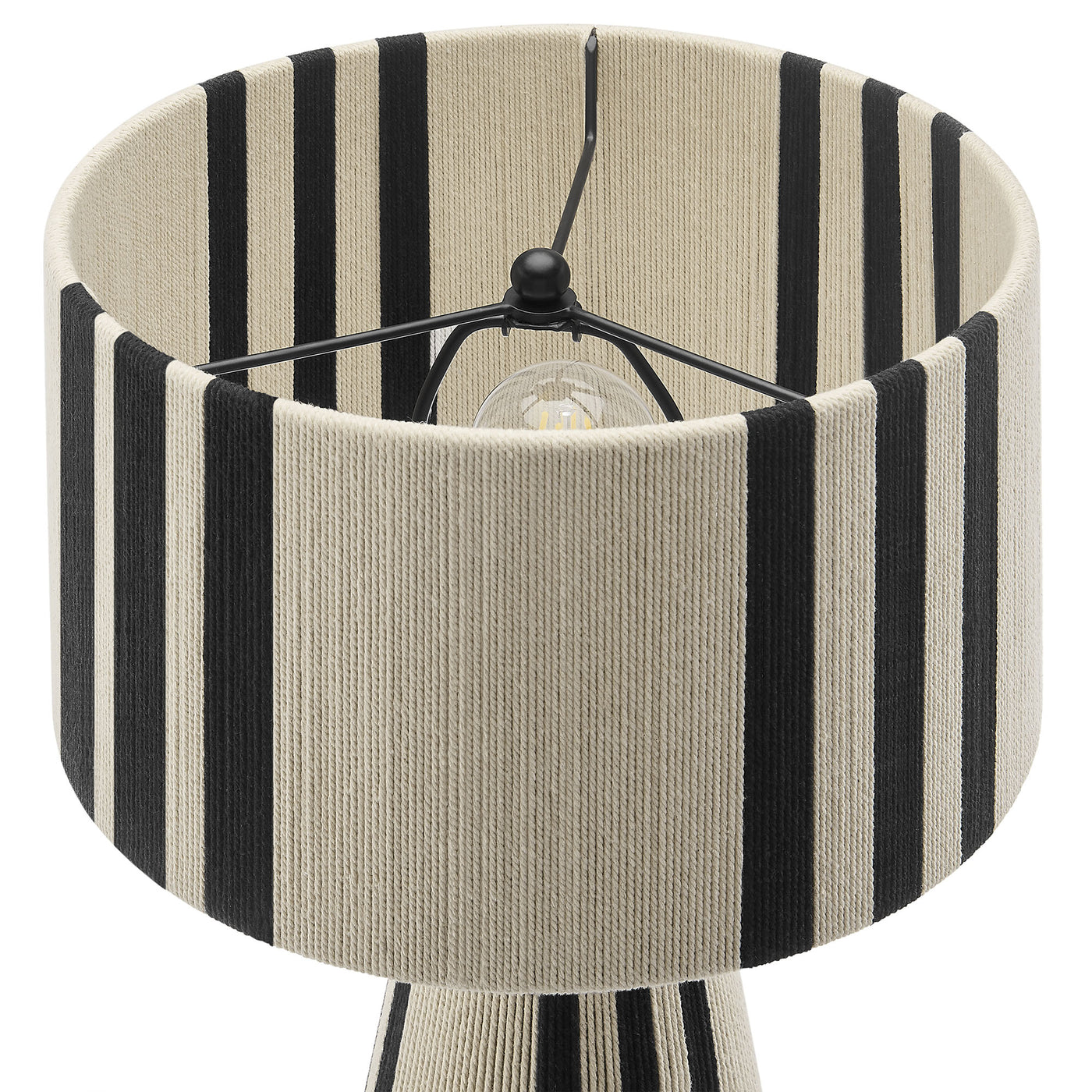 Gia Handwoven Cotton Thread Table Lamp in Striped Black | Basil Green | Natural | Pack 0f 2 | image 4