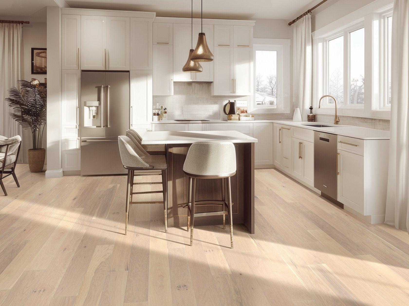 Americana Oak | Repel Collection | Anthem Shade | White Oak | Real Hardwood | Water Resistant | 2 mm Veneer Thickness | 22.14 Sq. Ft. Per Carton | Wire Brushed Texture image 1