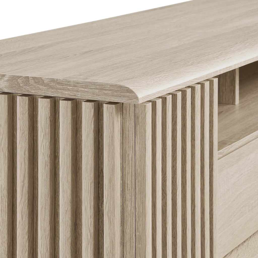Eudora 60" TV Stand | Oak &amp; Walnut Finish Options | Modern TV Stand | Hinged Corner Doors | Full-Glide Drawers | Particleboard and MDF Construction | Non-Marking Foot Pads image 6