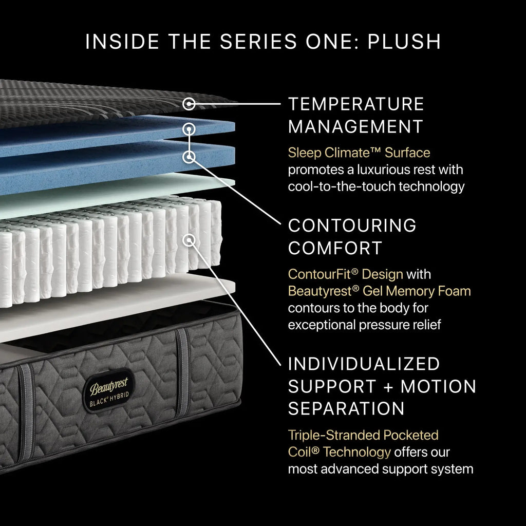 Beautyrest® Black Mattress | Black Series | Triple-Stranded Pocketed Coil® Technology | Maximum Individualized Support | Ultimate Motion Separation | Beautyrest® Gel Memory Foam | CertiPUR-US® Certified | 10-Year Limited Warranty | 100-Night Trial image 2