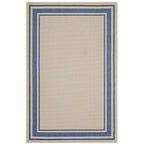 Rim Solid Border Indoor and Outdoor Area Rug in  | 5X8 &amp; 8X10 Size Options  | Blue and Beige, Light and Dark Beige &amp; Gray and Beige | Tight Low Pile Weave | Gripping Rubber Underside | 100% Soft Polypropylene image 1