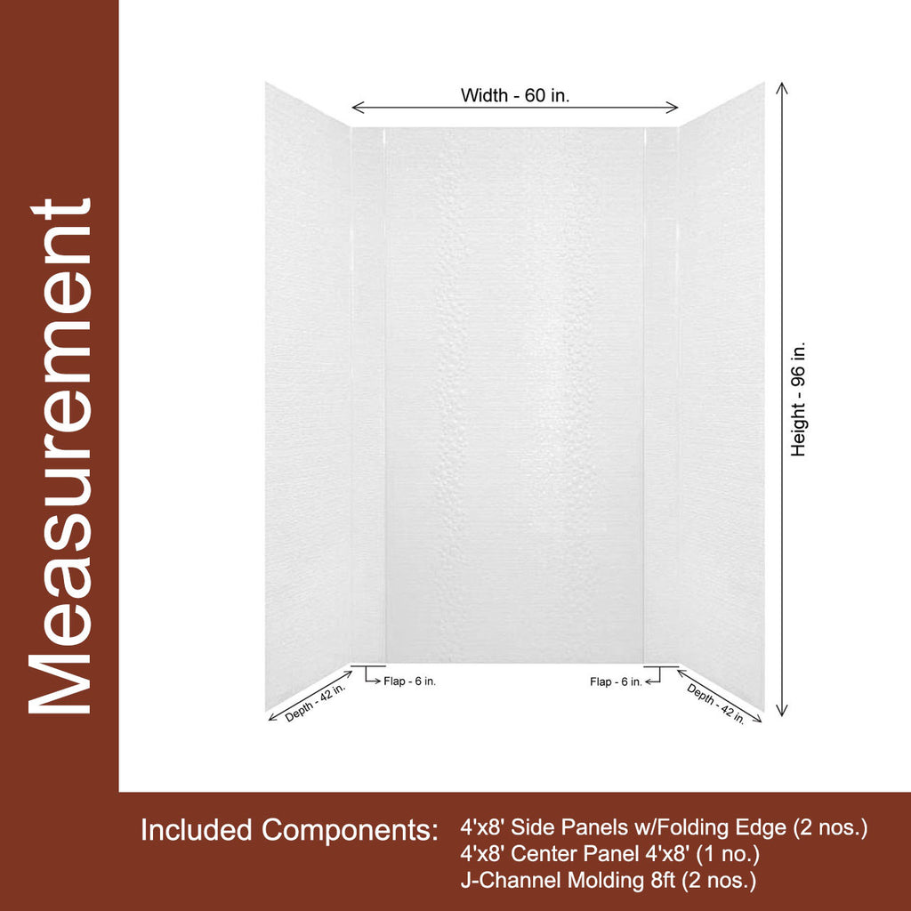 Cascade Shower Wall Tiles For Shower and Tub Surrounds | Glue Up Easy To Install | 3 Wall Set image 6