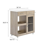 Culinary Kitchen Cart With Towel Bar | Rubberwood Top | Light Gray Natural, White Natural, Charcoal Natural &amp; Oak White Options image 11