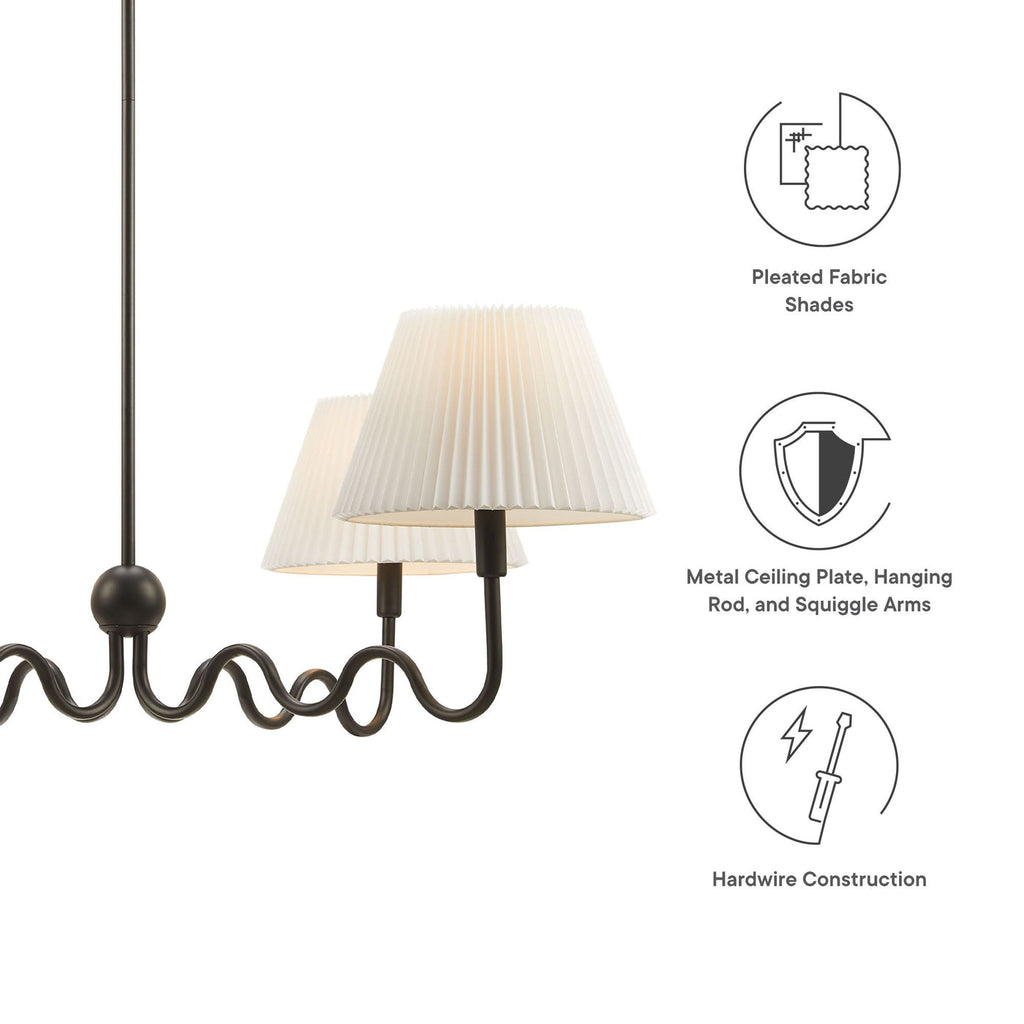 Wave Squiggle 4-Arm Pendant Light | Brass &amp; Black Color Options | Ideal for Living Space, Bedroom, Kitchen, Dining room, Bathroom, Or Office image 7