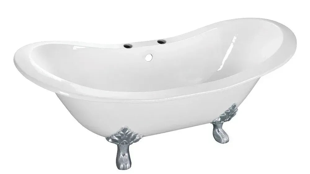 61-Inch Cast Iron Double Slipper Clawfoot Tub with 7-Inch Faucet Drillings | Elegant Bathtub For Homes, Hotels image 4