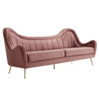 Cheshire Channel-Tufted Performance Velvet Sofa in Dusty Rose image 1