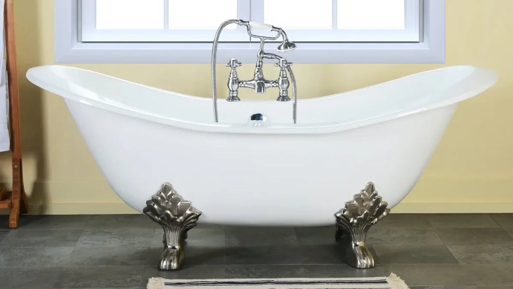 61-Inch Cast Iron Double Slipper Clawfoot Tub with 7-Inch Faucet Drillings | Elegant Bathtub For Homes, Hotels image 0