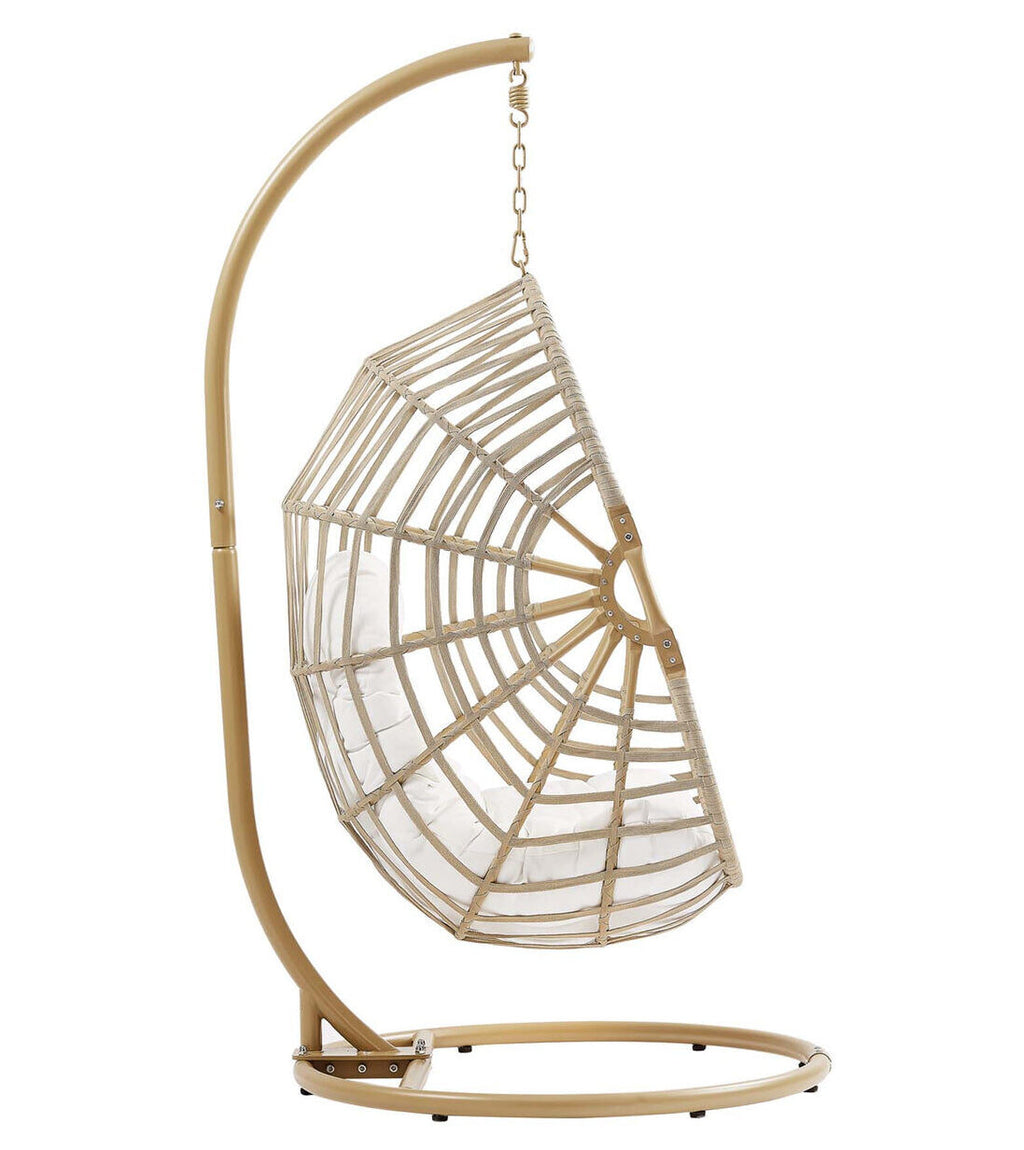 Amalie Wicker Rattan Outdoor Patio Swing Chair in Natural White image 8