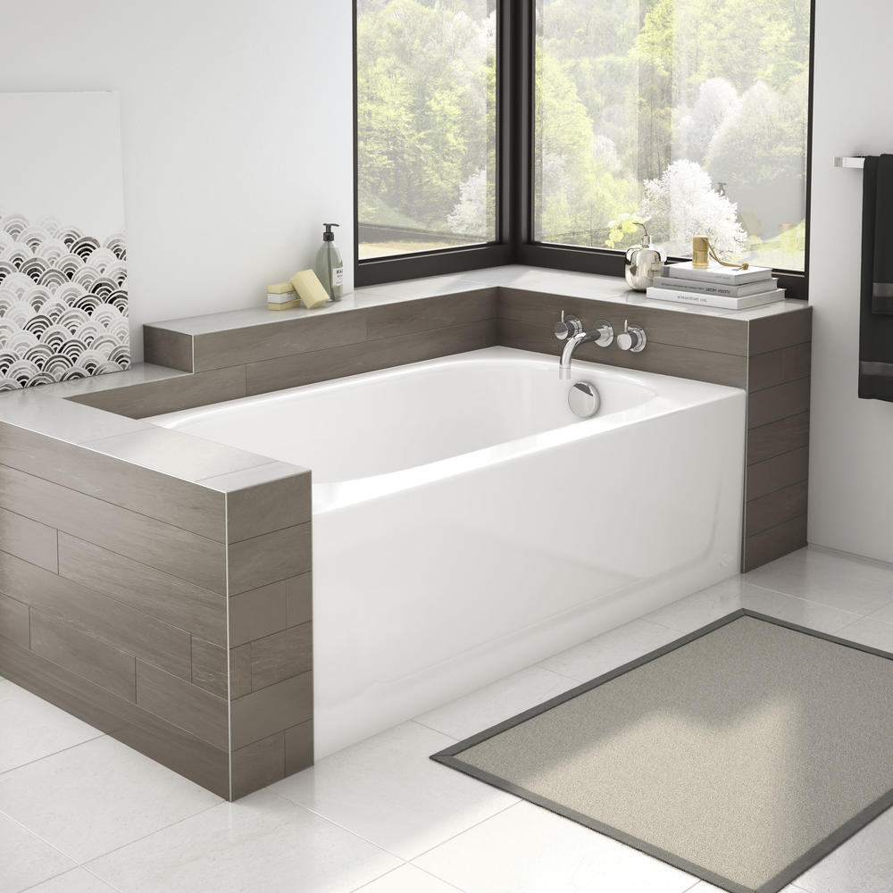 Briggs 54"W x 30"D x 15-1/4"H Bathtub | Pendant Series | Left Or Right Drain Location Options | White Or Bone Color Options | Durabrace Structural Design | Continuous Tile Flange image 1