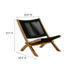 Vienna 3-Piece Outdoor Patio Folding Lounge Chair and Side Table Set in Teak and Rope image 6