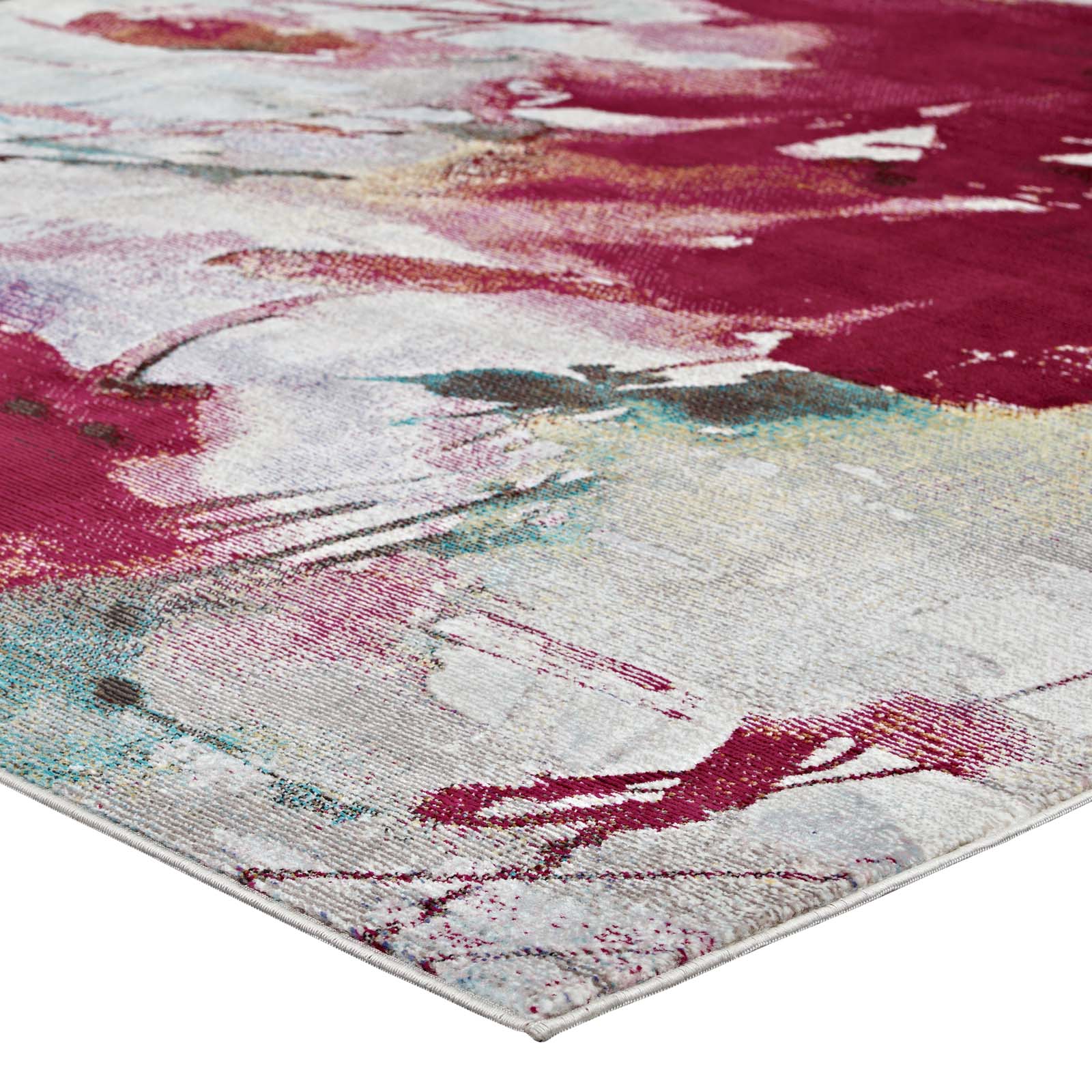 Multicolored Blume Abstract Floral 4x6 Area Rug | Tight Low Pile Weave | Gripping Grooved Rubber Underside | 100% Polypropylene | Pack Of 2 image 2