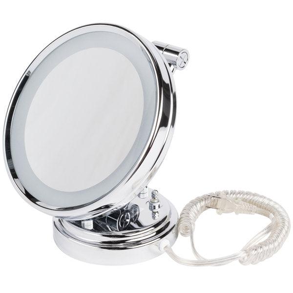 8" Conair Lighted Wall Mount Mirror | Make Up Mirror In Polished Chrome Finish | 1x and 5x Magnification | Pack of 2 image 1