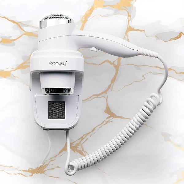 Roomwell UK 1600 Watt Wall Mount White Hair Dryer | 2 + 1-Year Extended Warranty at No Cost | Black Or White Color Options | Pack Of 4 image 3