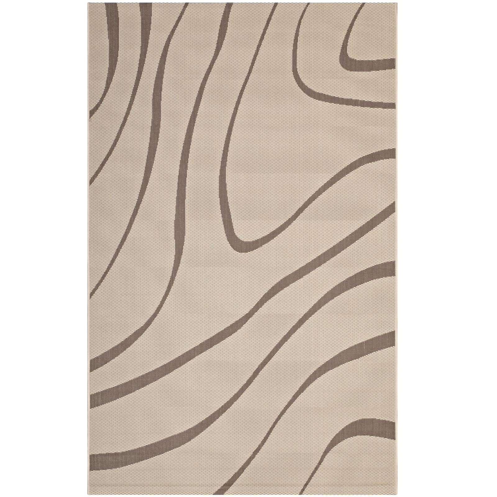 Surge Swirl Abstract Indoor and Outdoor Area Rug | Light and Dark Beige | 5X8 &amp; 8X10 Size Options | Tight Low Pile Weave | Gripping Rubber Underside | 100% Soft Polypropylene | Pack Of 2 image 9