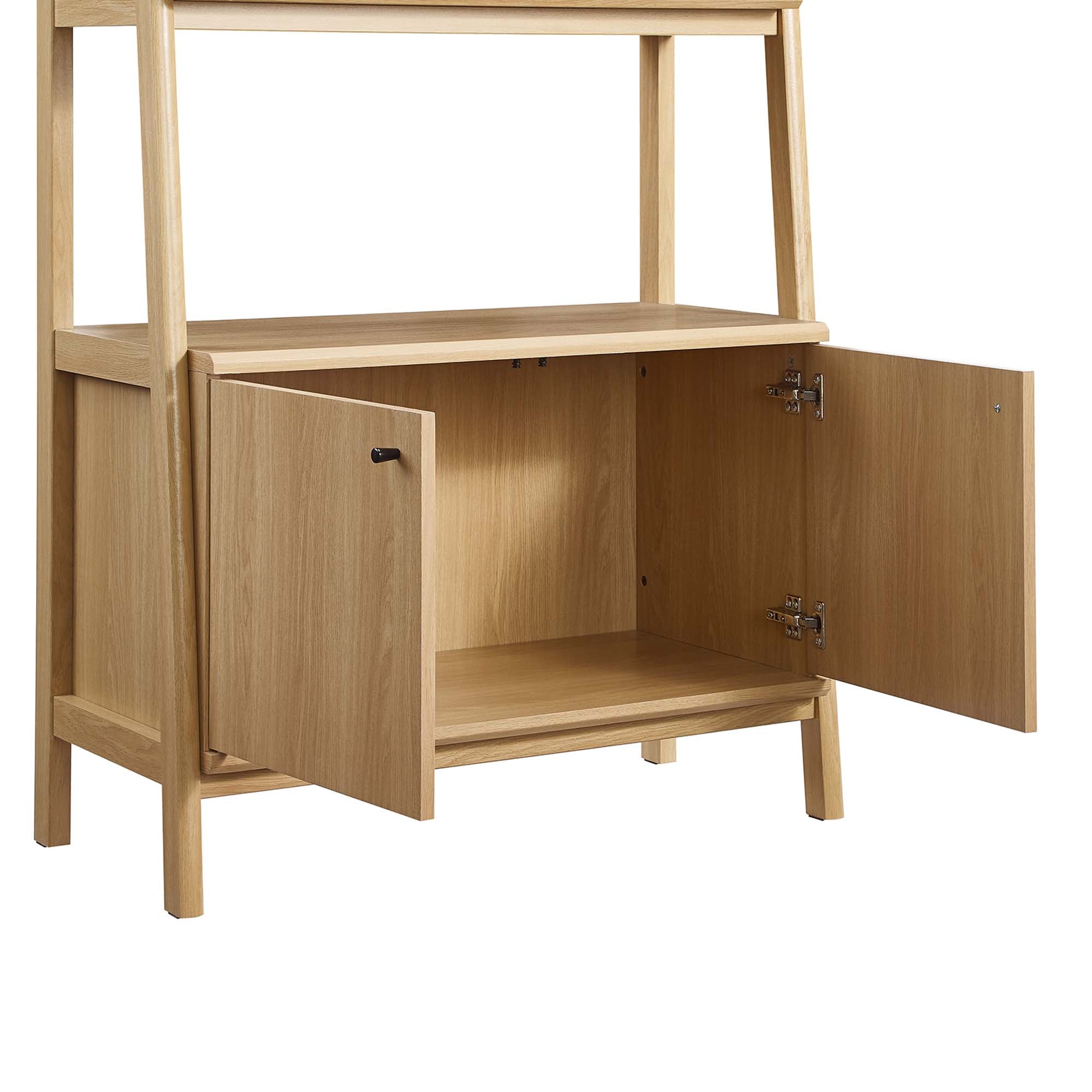 Bixby 33" Bookshelf  | Walnut, Walnut White &amp; Oak Color Options | Particleboard &amp; MDF | Concealed Storage Area | White Shelves | Tiered Bookshelf image 5