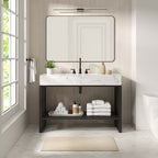 Bathroom Vanity With Sink | White Silver, White Gold & White Black Color Options | 36" & 48" Size Options | Gridiron Series | Stainless Steel Metal | Artificial Marble Sink image 0