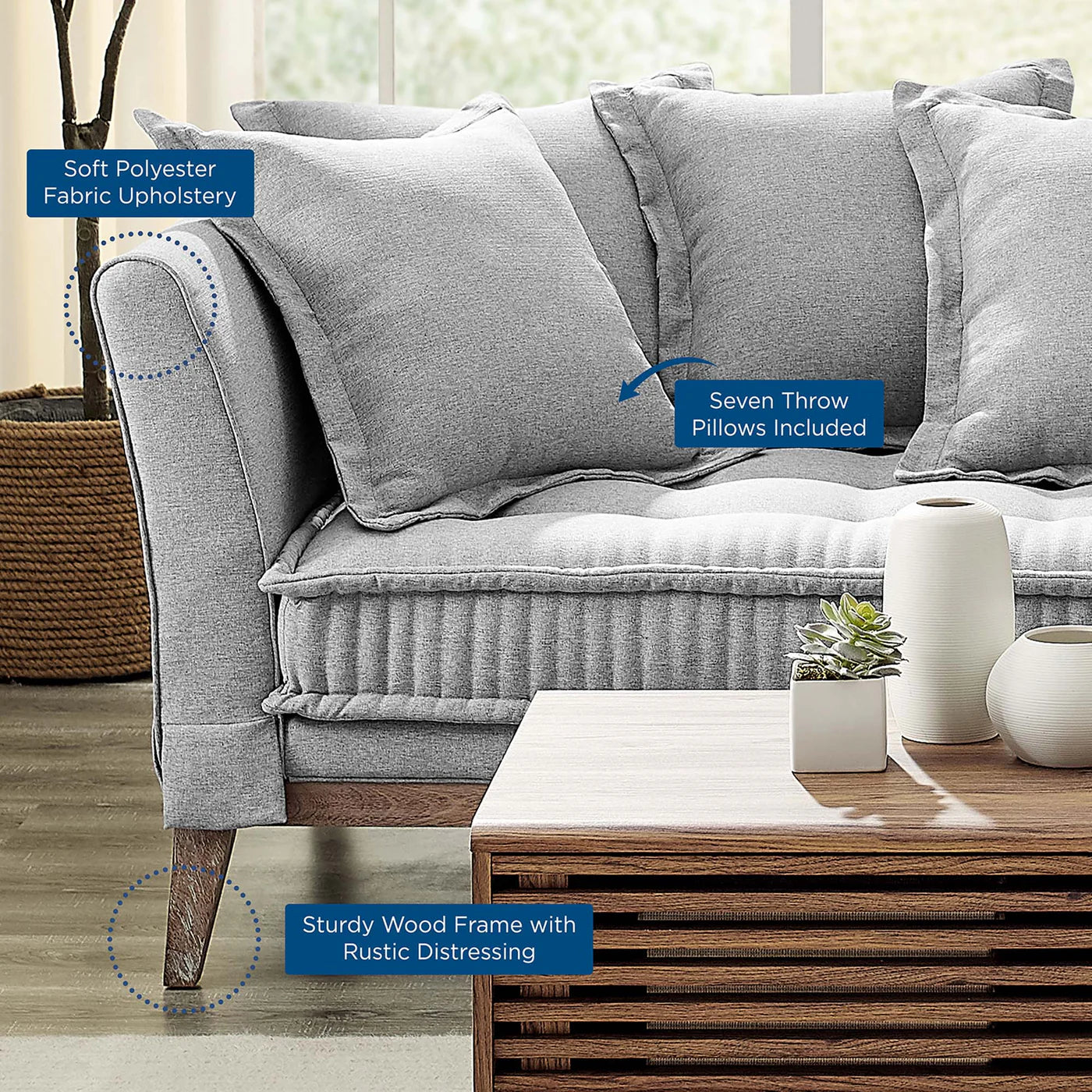 Rowan Light Gray Fabric Sofa image 2