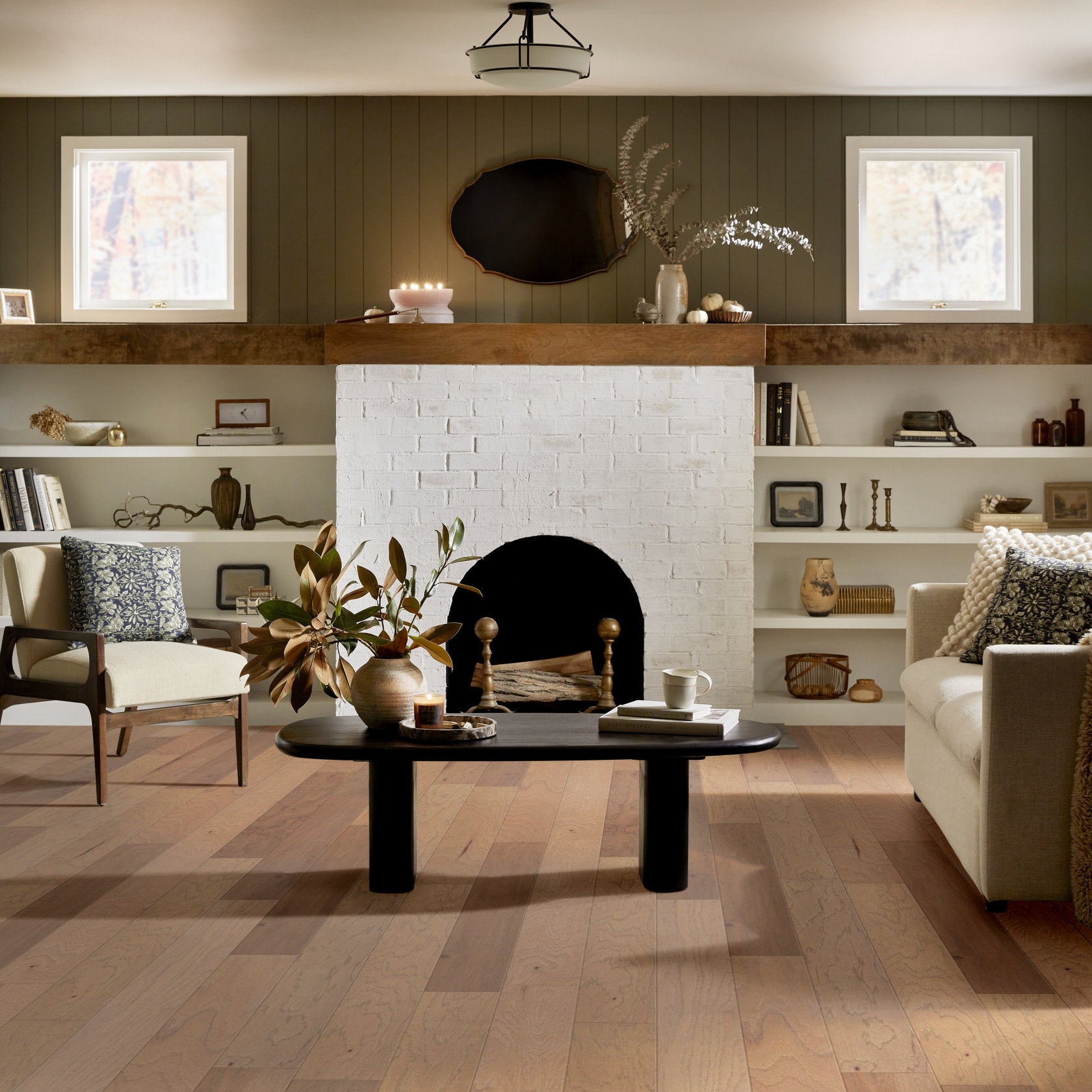 High Plains 6 3/8 | Repel Collection | Sumac Shade | Hickory | Real Hardwood | Water Resistant | Scuff Resistant | 1.2 mm Veneer Thickness | 30.48 Sq. Ft. Per Carton | Wire Brushed Texture image 0