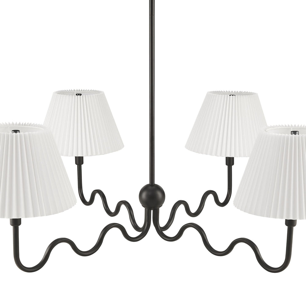 Wave Squiggle 4-Arm Pendant Light | Brass &amp; Black Color Options | Ideal for Living Space, Bedroom, Kitchen, Dining room, Bathroom, Or Office image 2