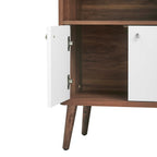 Transmit Display Cabinet Bookshelf | Walnut White | Mid-Century Display Cabinet | Smooth Wood Grain Laminate | Soft-Close Hinges | Modern Bookshelf image 5