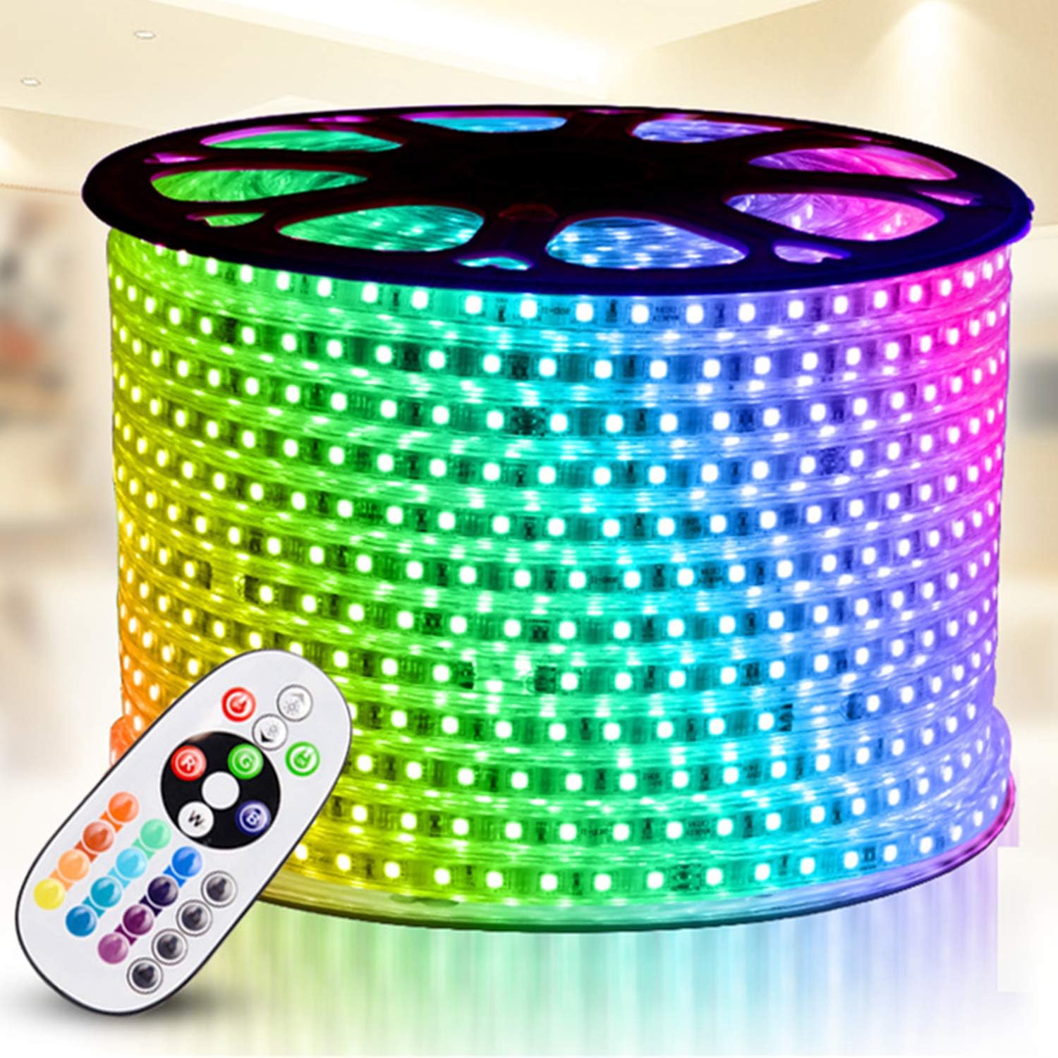 RGB LED Strip Light | AC 110-120V | Flexible/Waterproof/Multi Colors/Multi-Modes Function/Dimmable LED Rope Light with Remote for Home/Office/Building Decoration image 0