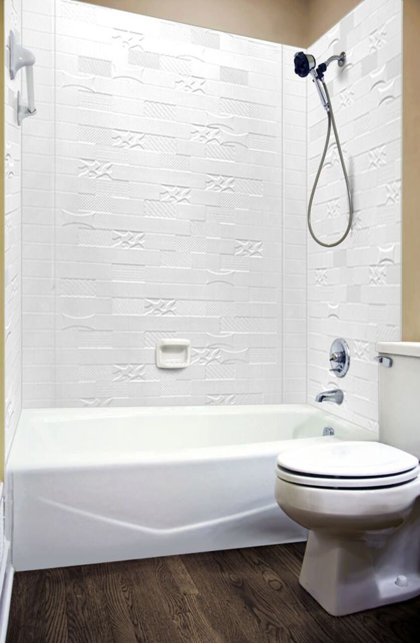 Versa Tile Shower Wall Tiles For Shower and Tub Surrounds | Glue Up Easy To Install | 3 Wall Set image 6