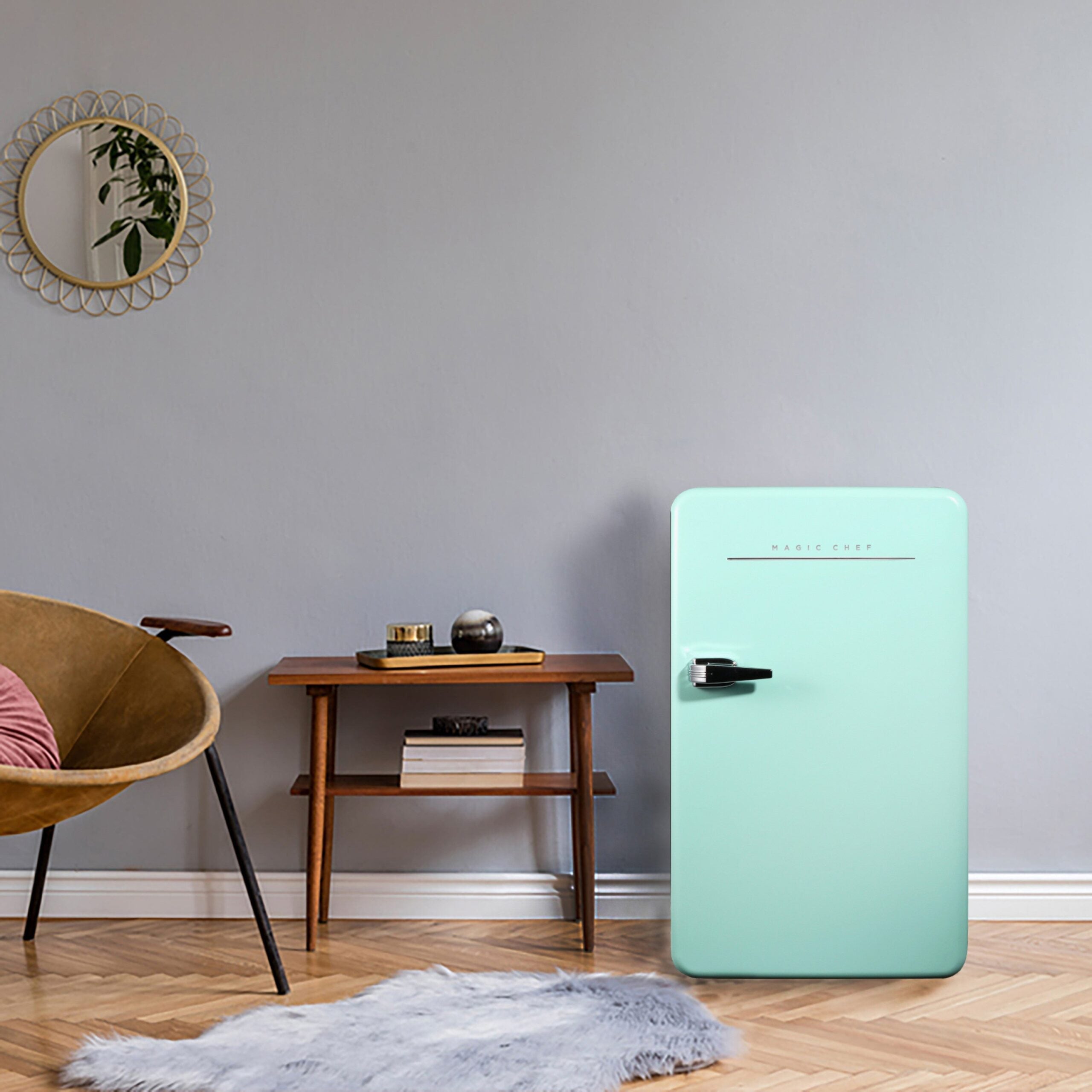 Magic Chef 3.2 Cu Ft Retro Mini Refrigerator Without Freezer | Mint Green, White Or Black Color Options | Energy Star Qualified | 5 Year Warranty On Compressor | Adjustable Shelves  | Gallon Door Storage | In-Door Can Holder image 4