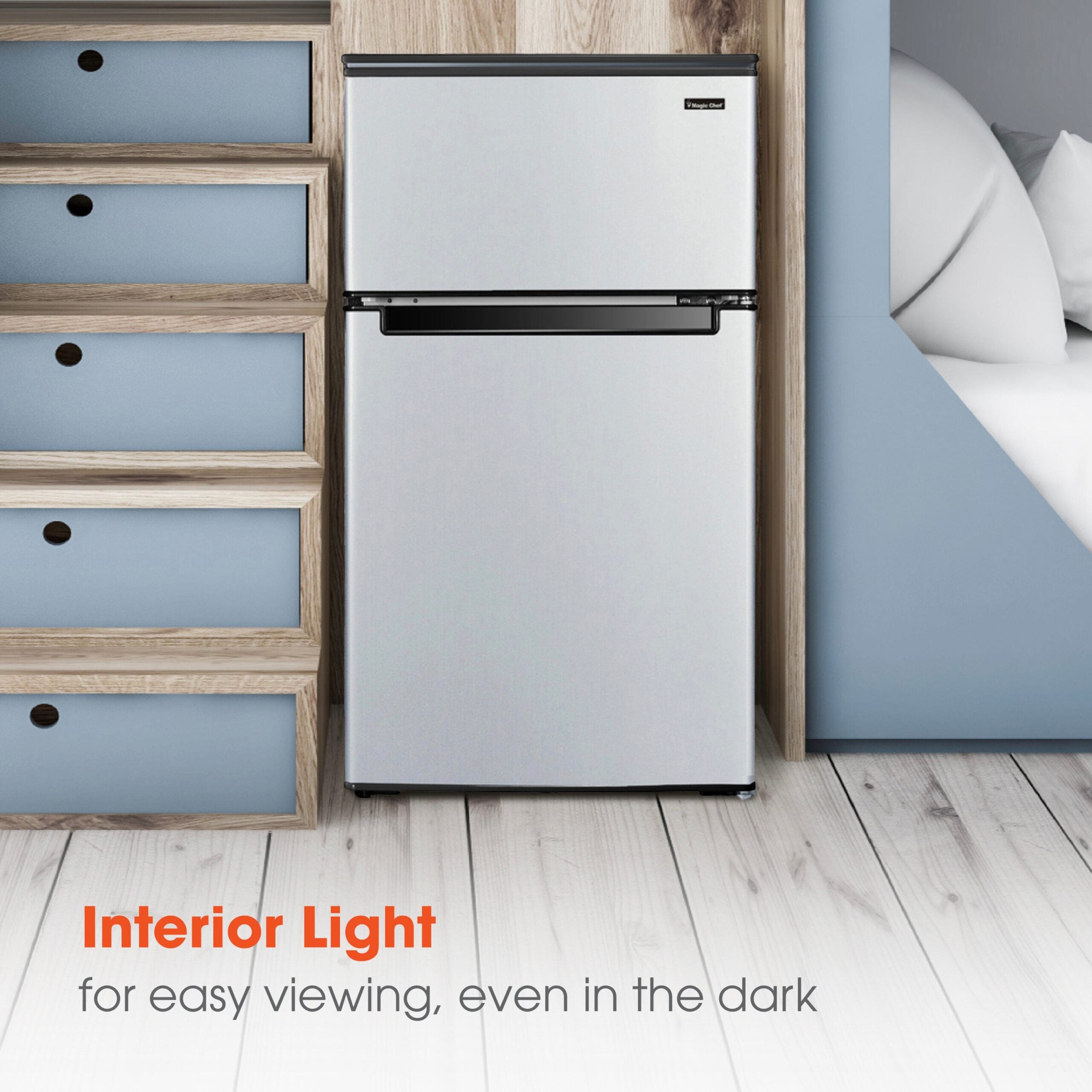 Magic Chef 3.1 Cu Ft 2 Door Manual Defrost Refrigerator | Stainless Look | Energy Star Qualified | 5 Year Warranty On Compressor | Door Storage | 2 Reversible Door image 7