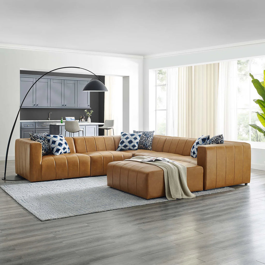 Bartlett 6-Piece Tan Vegan Leather Sectional Sofa image 14