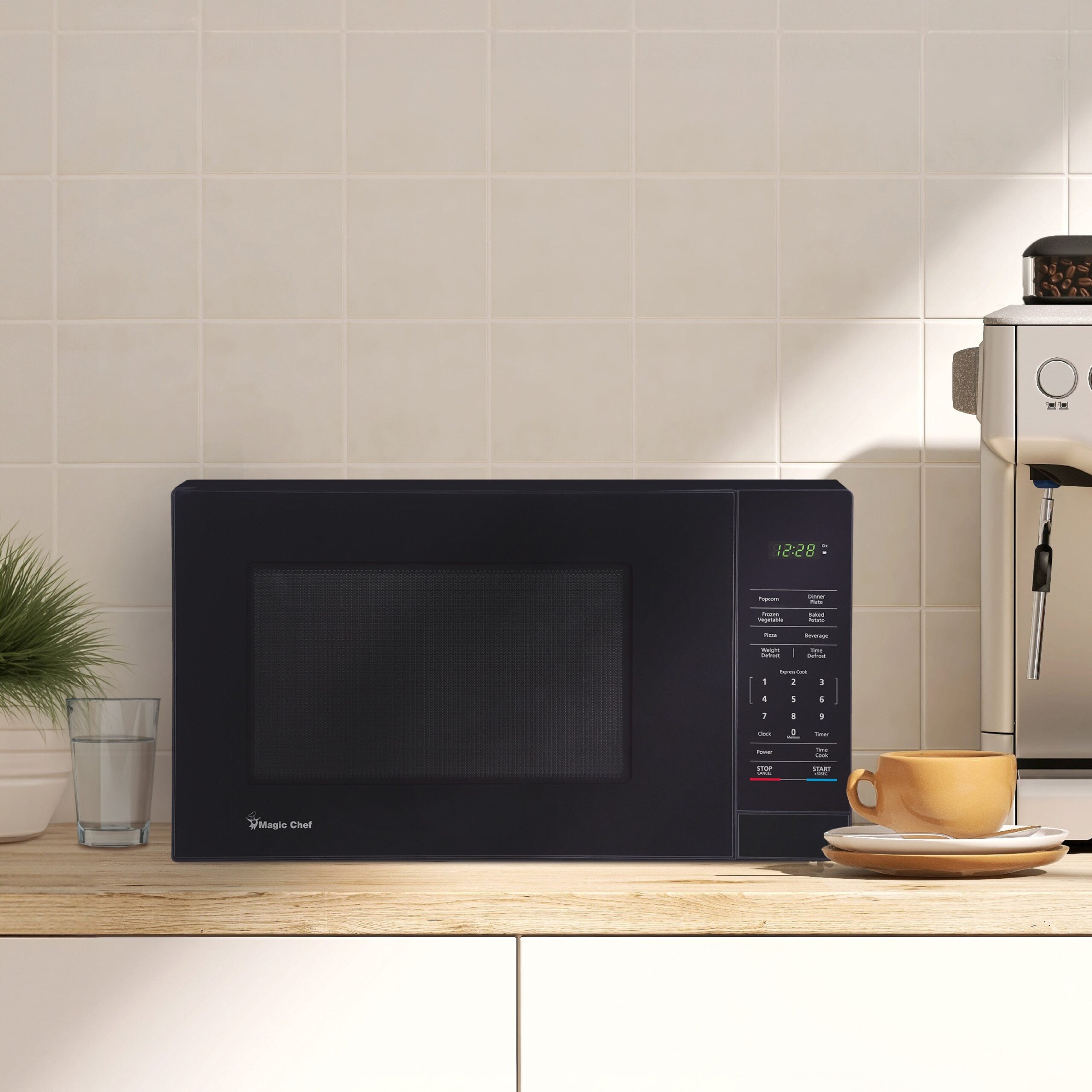 Magic Chef 1.1 Cu. Ft Countertop Microwave | 1000 Watt | Black with Gray Cavity Or Stainless Steel Color Options | Digital Display | 6 Auto Cooking Modes | Child Lock | Auto Defrost Modes image 3