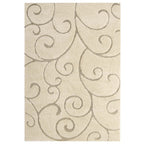 Jubilant Burgeon Scrolling Vine Shag 5x8 Area Rug | Creame and Beige | Shag Weave Of 1.18 Inches | Gripping Jute Fabric Underside | Soft High Density Polypropylene image 1