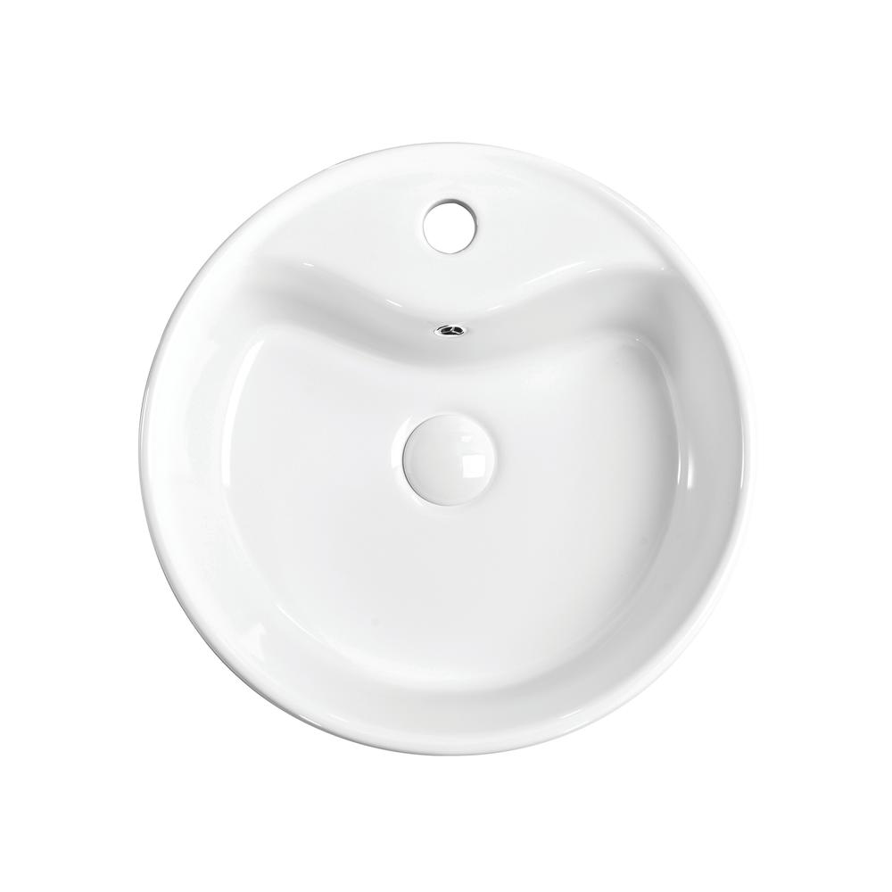 Tuscany 16-1/8"W x 16-1/8"D White Ceramic Round Bathroom Vessel Sink | Kati Series | Premium Quality Ceramic Construction | Elegant Modern Style Design image 5