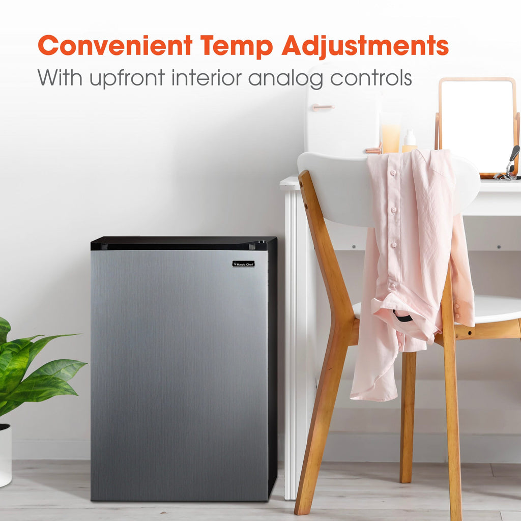 Magic Chef 4.4 Cu Ft Mini Fridge In Stainless Steel Look without Freezer | Energy Star Qualified | 5 Year Warranty On Compressor | 3 Glass Shelves  | Reversible Door | Easy Installation image 12