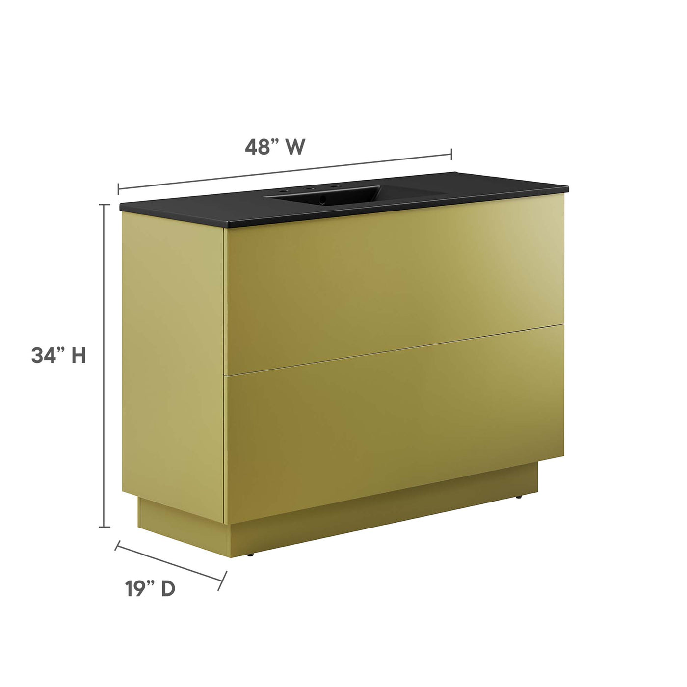 Bathroom Vanity With Sink | Black Gold Or White Gold Color Options| 48" Single Or 48" Double Size Options | Quantum Series | Full Glide Drawer | Modern & Sleek  Design image 3