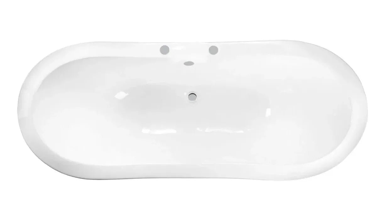 61-Inch Cast Iron Double Slipper Clawfoot Tub with 7-Inch Faucet Drillings | Elegant Bathtub For Homes, Hotels image 2
