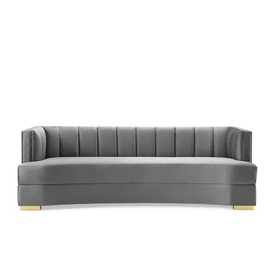 Encompass Channel-Tufted Performance Velvet Curved Sofa image 1