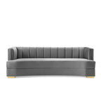Encompass Channel-Tufted Performance Velvet Curved Sofa image 1