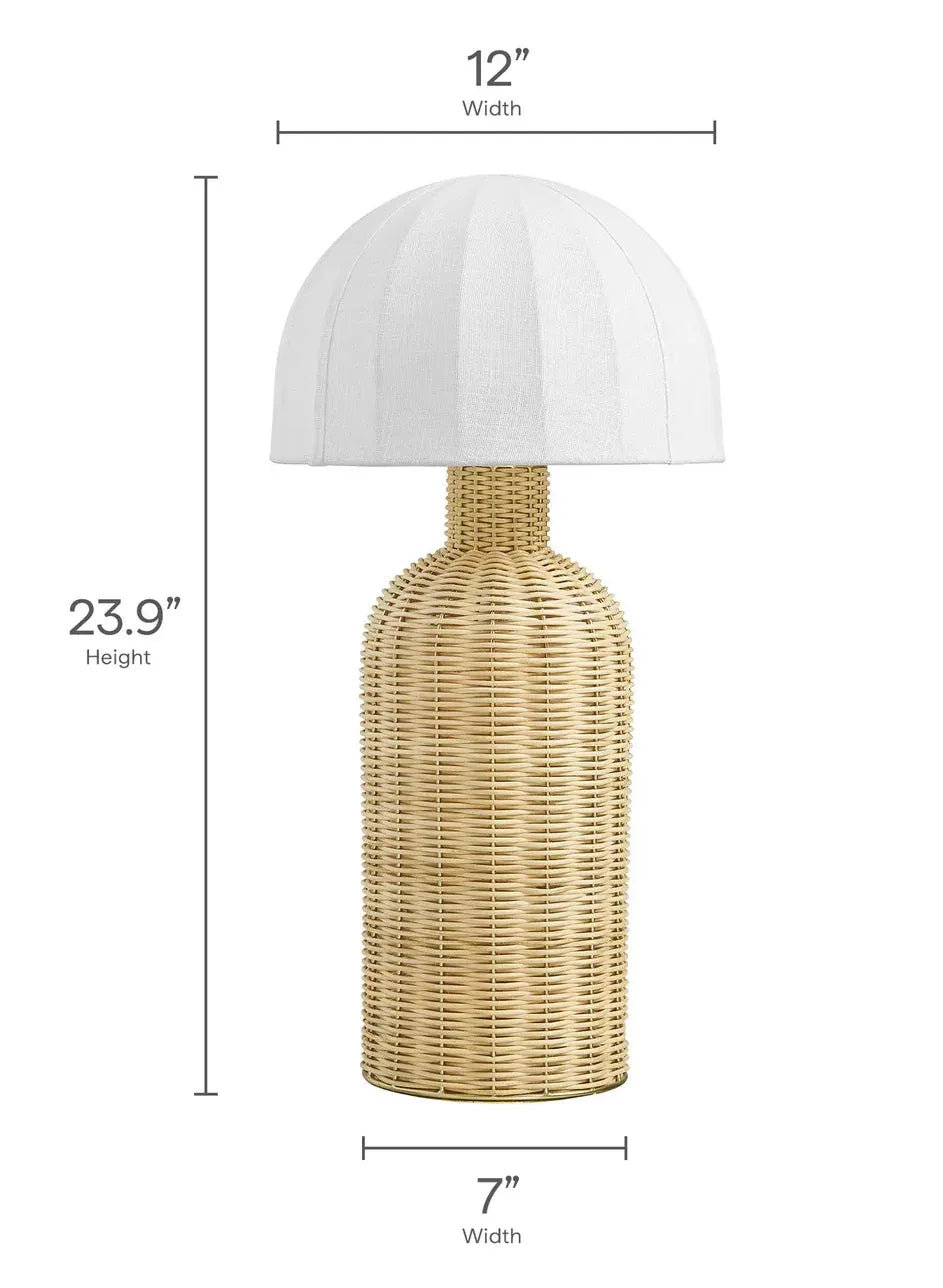 Santo White Natural Rattan Table Lamp with Dome Shade | Pack of 2 image 11