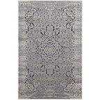 Margarida Distressed Vintage Turkish Area Rug | Blue and Cream | 5X8 &amp; 8X10 Size Options | Textured Soft Low Pile Weave | Gripping Rubber Underside | Polypropylene / Chenille Yarn image 1
