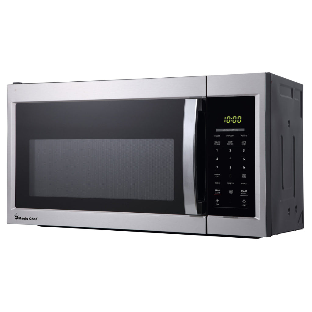 Magic Chef 1.7 Cu. Ft Over-The-Range (OTR) Microwave With Sensor | 1000 Watt | Stainless Steel | 6 Auto Cooking Modes | Hood Light | Auto Defrost Modes | 10 Power Levels image 2