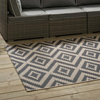 Jagged Geometric Diamond Trellis Indoor and Outdoor Area Rug | Gray and Beige | 5X8 &amp; 8X10 Size Options | Tight Low Pile Weave | Gripping Rubber Underside | 100% Soft Polypropylene | Pack Of 2 image 3