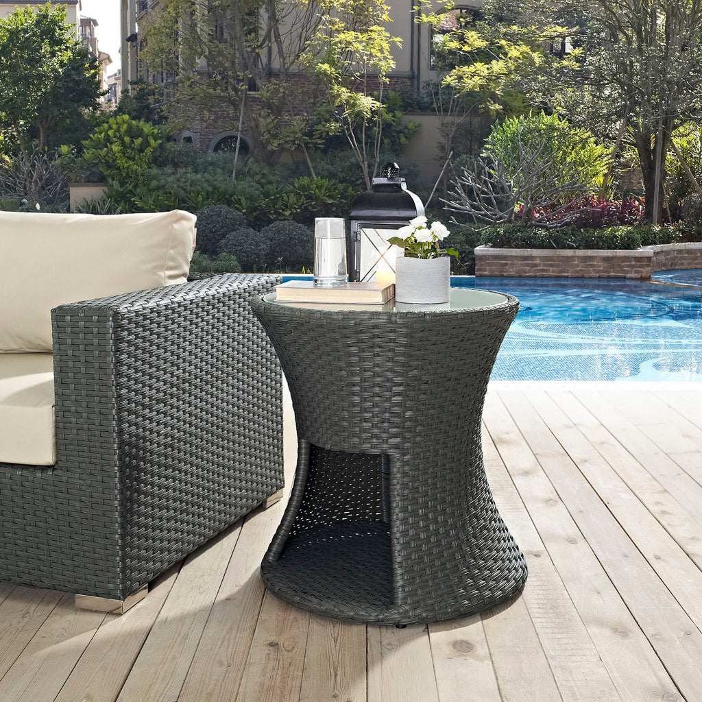 Sojourn Round Outdoor Patio Side Table in Chocolate image 0