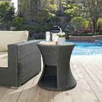 Sojourn Round Outdoor Patio Side Table in Chocolate image 0