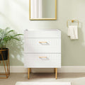 24" Bathroom Vanity Cabinet (Sink Basin Not Included) | Daybreak Series | Green, Light Gray & White Color Options | Full-Extension Drawers | Rubberwood, MDF, Particleboard Construction | Gold Metal Legs image 0