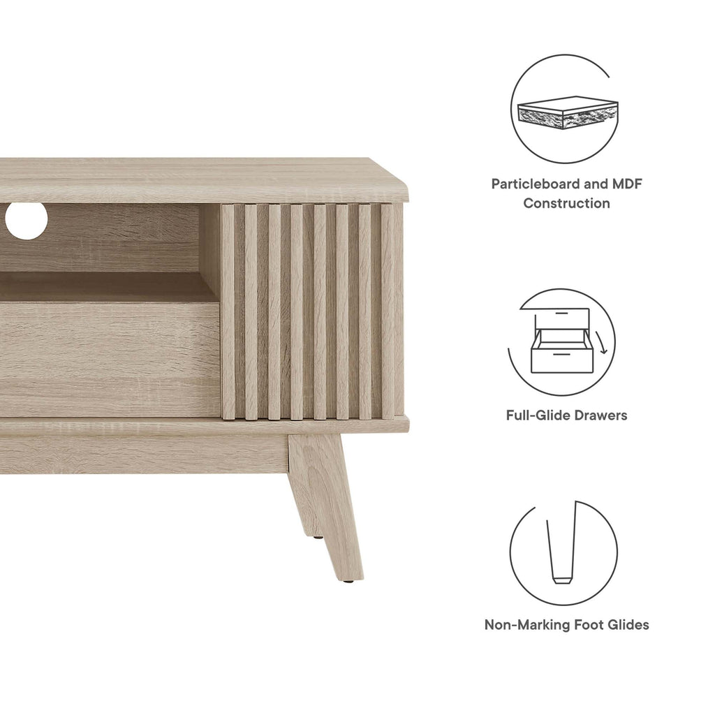 Eudora 60" TV Stand | Oak &amp; Walnut Finish Options | Modern TV Stand | Hinged Corner Doors | Full-Glide Drawers | Particleboard and MDF Construction | Non-Marking Foot Pads image 4