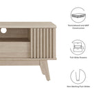 Eudora 60" TV Stand | Oak &amp; Walnut Finish Options | Modern TV Stand | Hinged Corner Doors | Full-Glide Drawers | Particleboard and MDF Construction | Non-Marking Foot Pads image 4