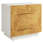 Modern Abel Nightstand with 2 Drawers – White Bleached Burl Wood Finish image 1